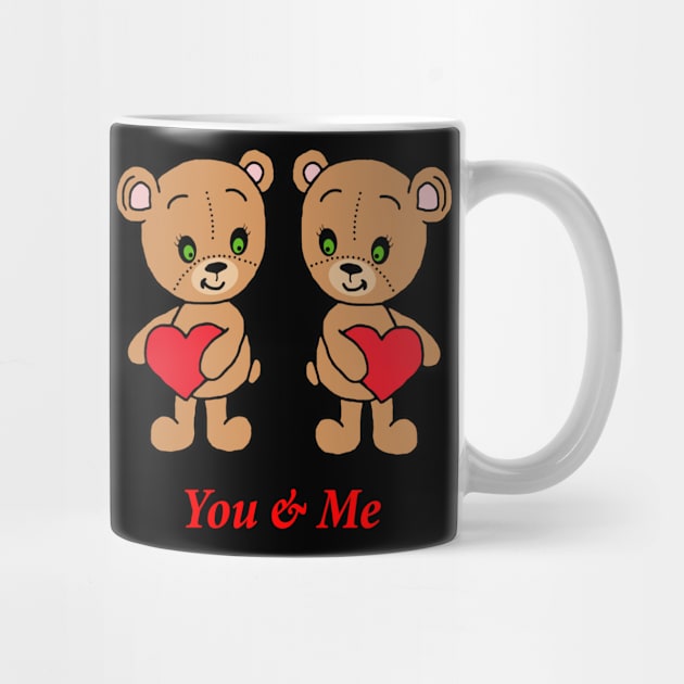 You & Me! Cute baby bears with hearts by MarionsArt